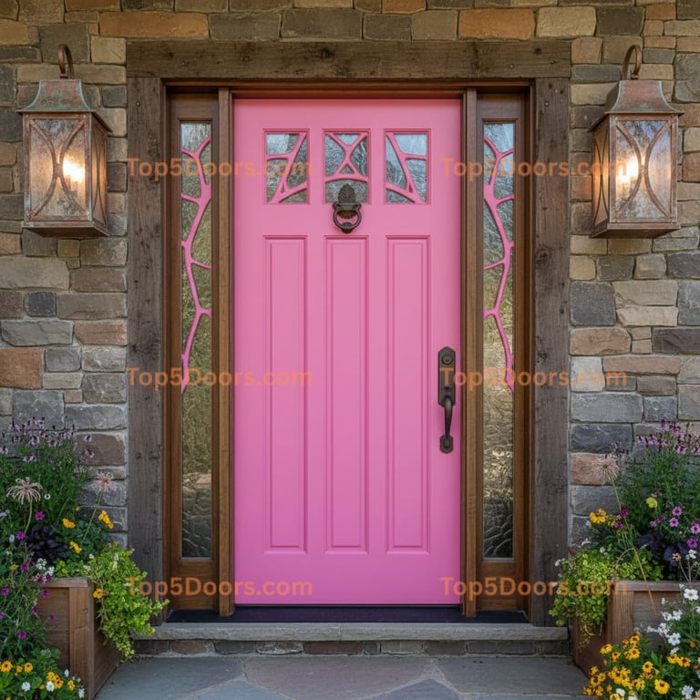 pink front door craftsman Door