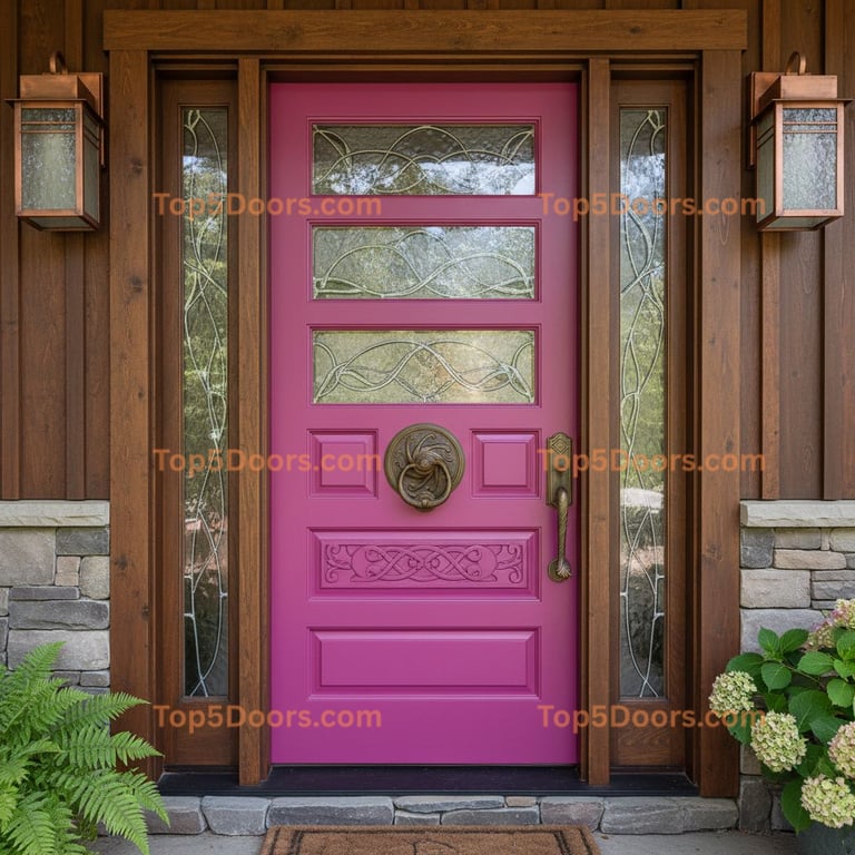 pink front door craftsman Door