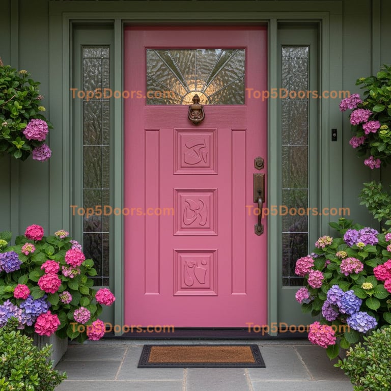 pink front door craftsman Door