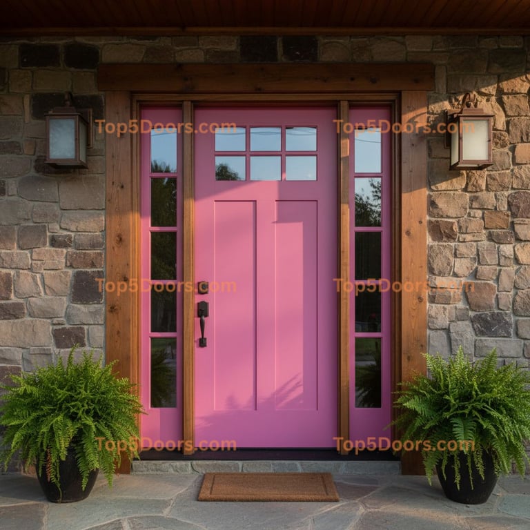 pink front door craftsman Door