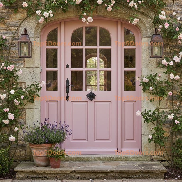 pink front door french country Door