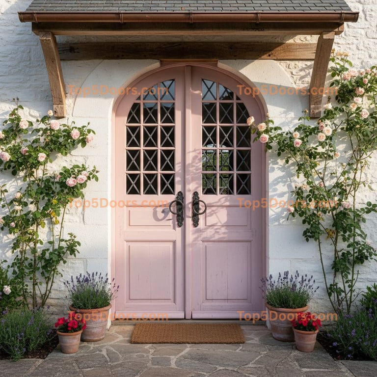 pink front door french country Door