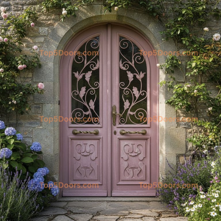 pink front door french country Door