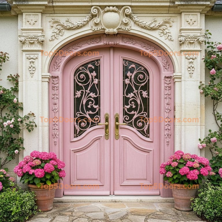 pink front door french provincial Door