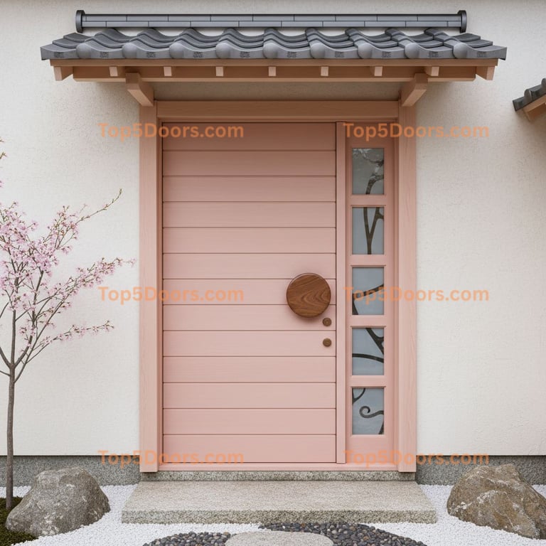 pink front door japanese zen Door