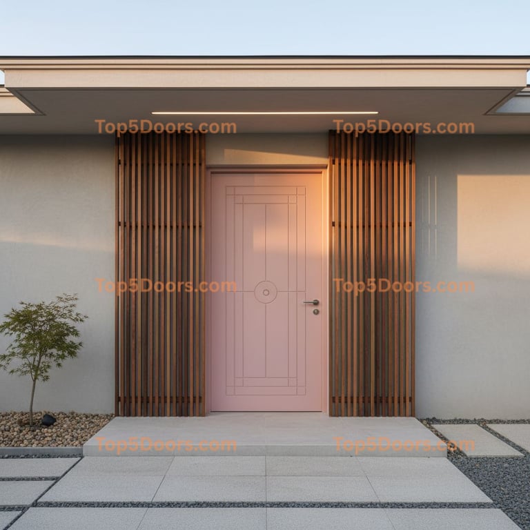 pink front door korean modern Door