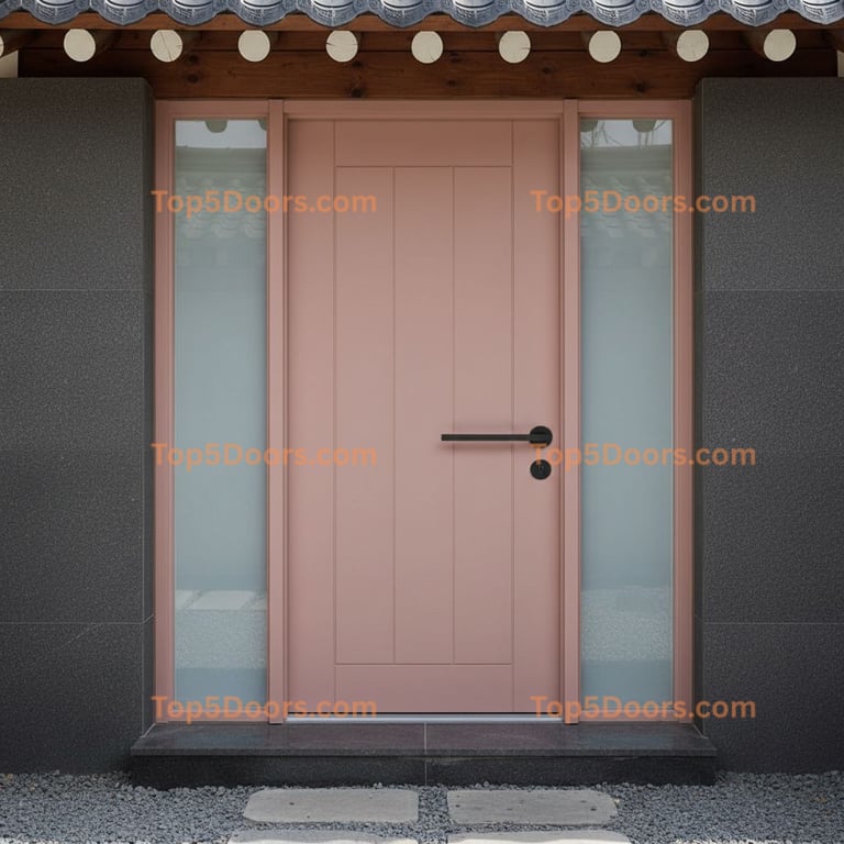 pink front door korean modern Door