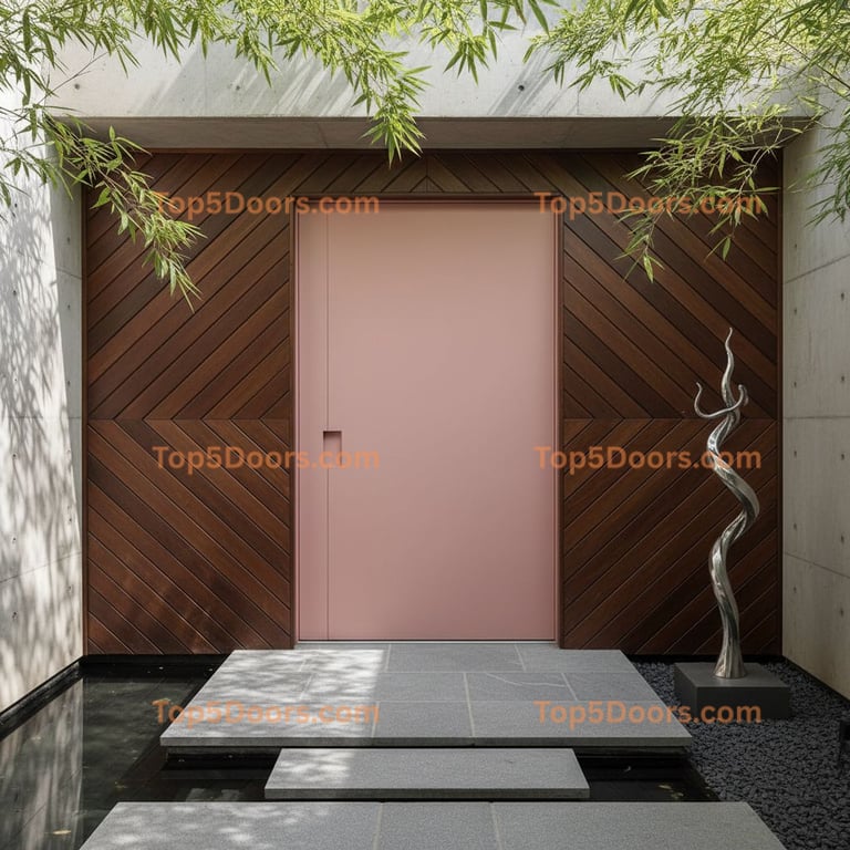 pink front door korean modern Door