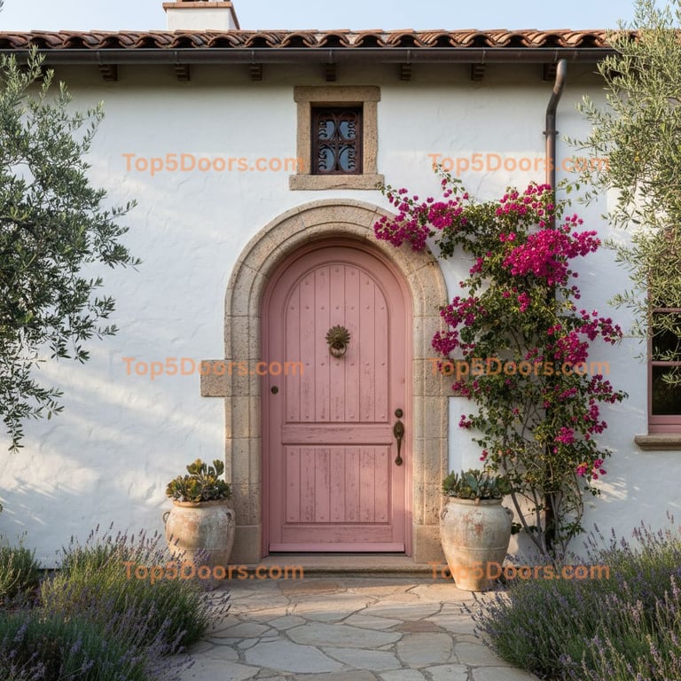 pink front door mediterranean Door