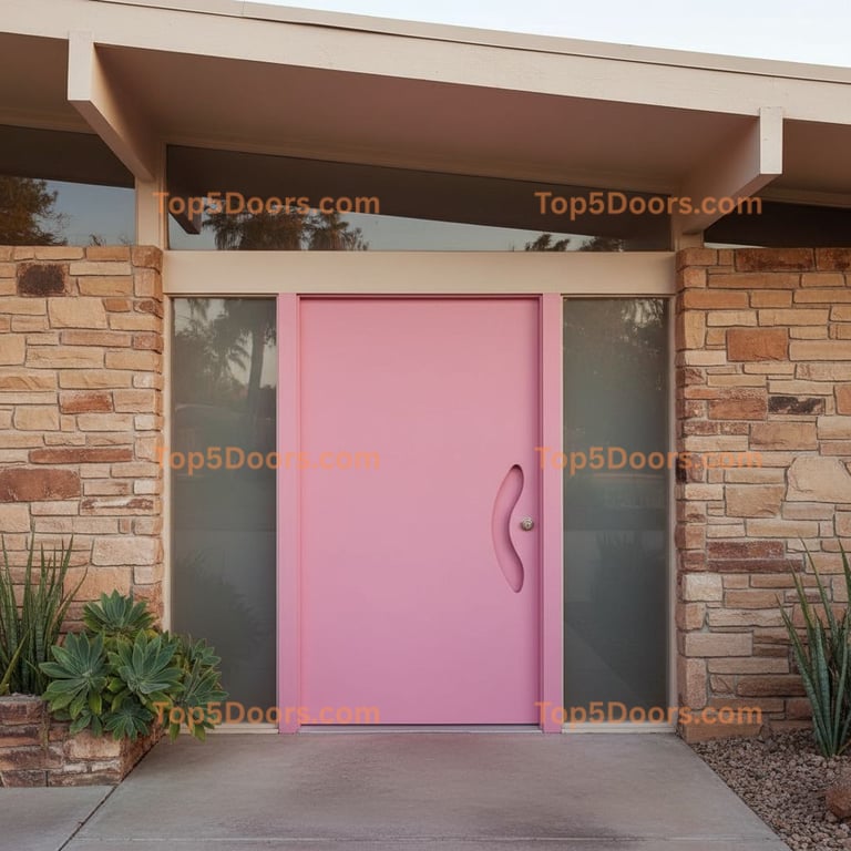 pink front door mid-century modern Door