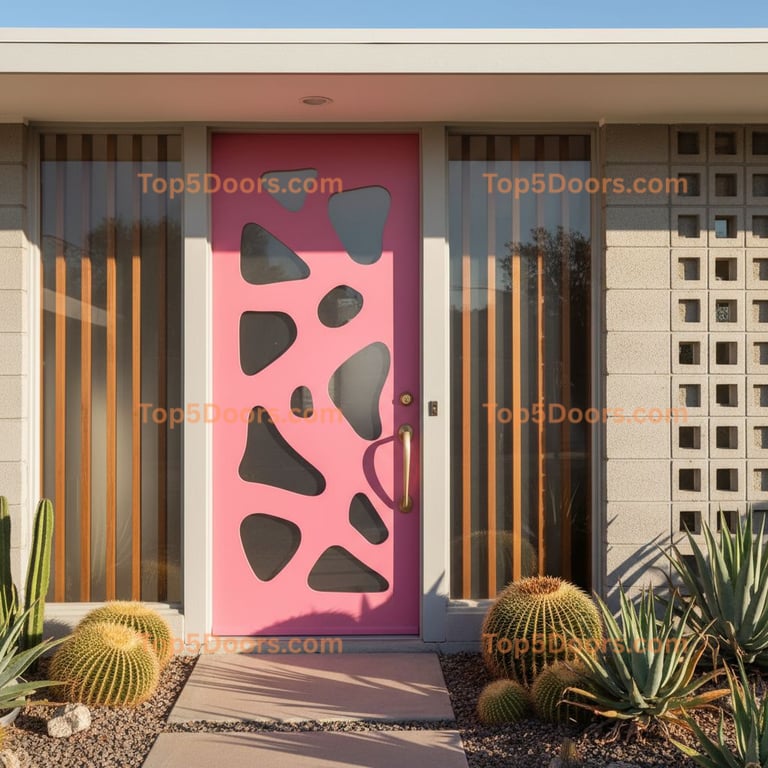 pink front door mid-century modern Door