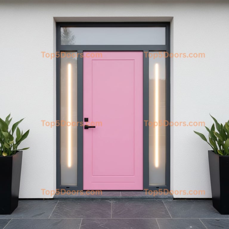 pink front door modern Door