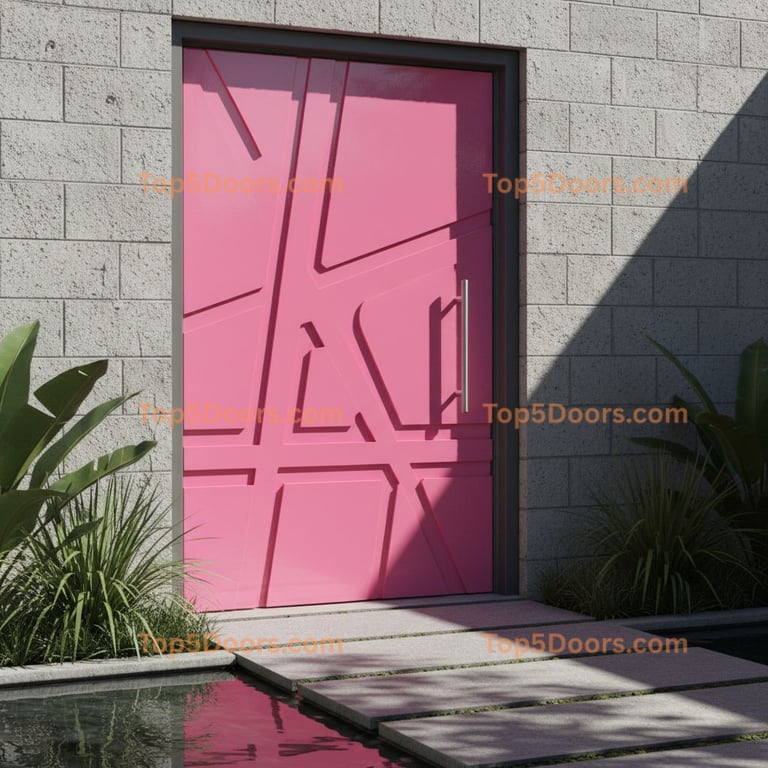 pink front door modern Door