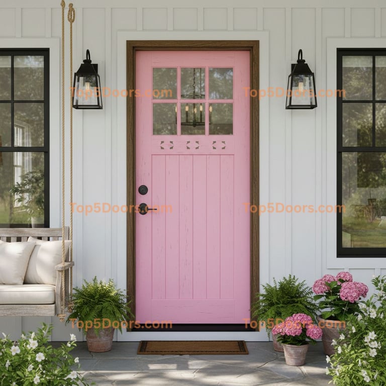 pink front door modern farmhouse Door