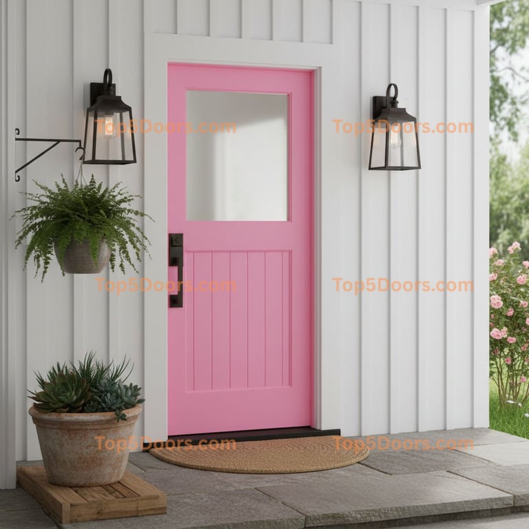pink front door modern farmhouse Door