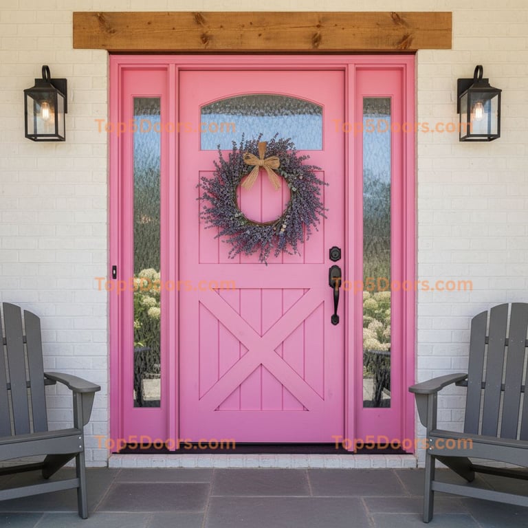pink front door modern farmhouse Door