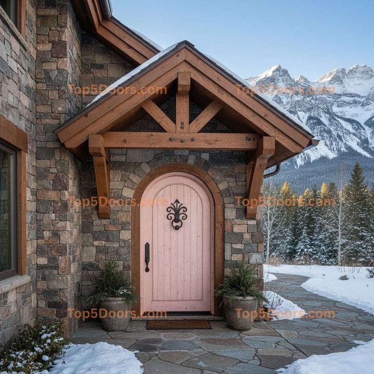 pink front door mountain lodge Door