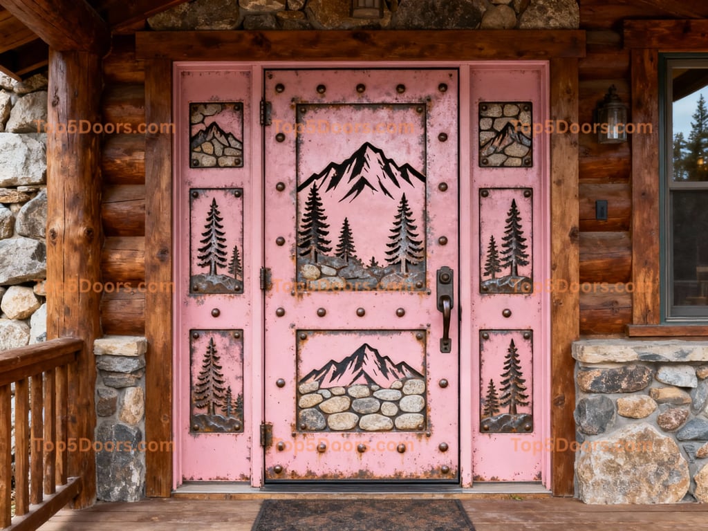 pink front door mountain lodge Door