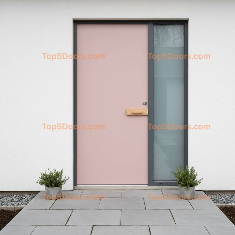 pink front door scandinavian Door
