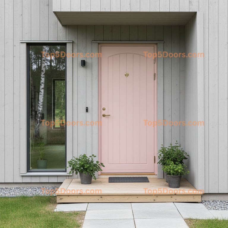 pink front door scandinavian Door