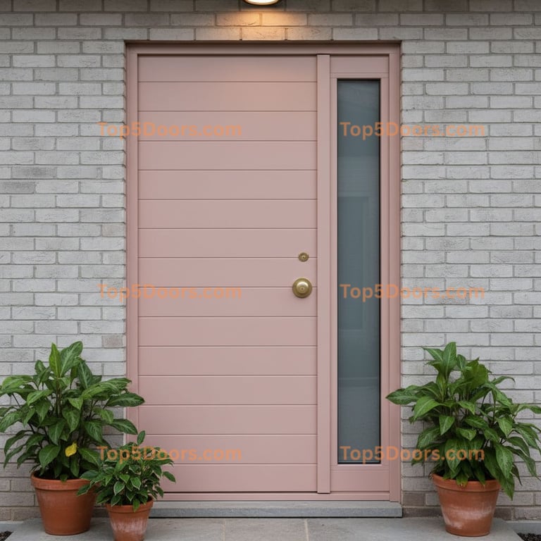 pink front door scandinavian Door