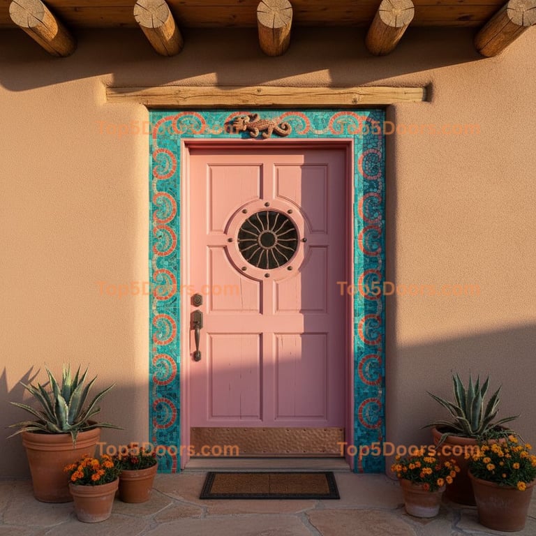 pink front door southwestern Door