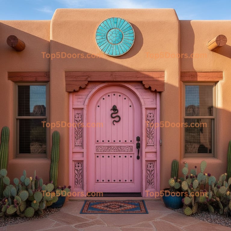 pink front door southwestern Door