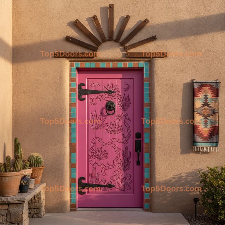 pink front door southwestern Door