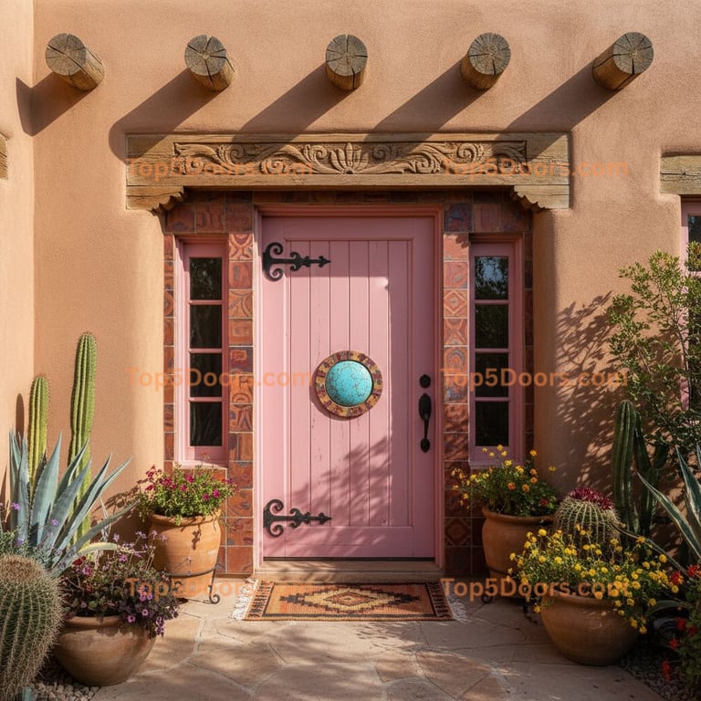 pink front door southwestern Door
