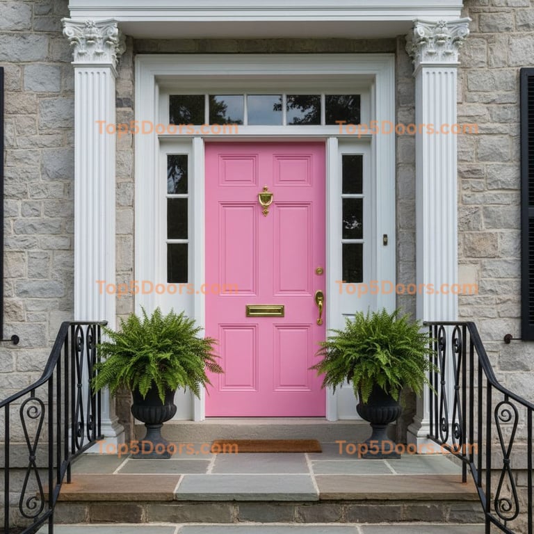 pink front door traditional american Door