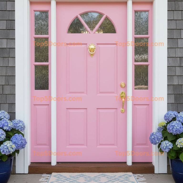 pink front door traditional american Door