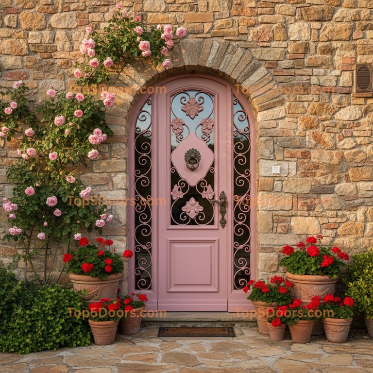 pink front door tuscan Door