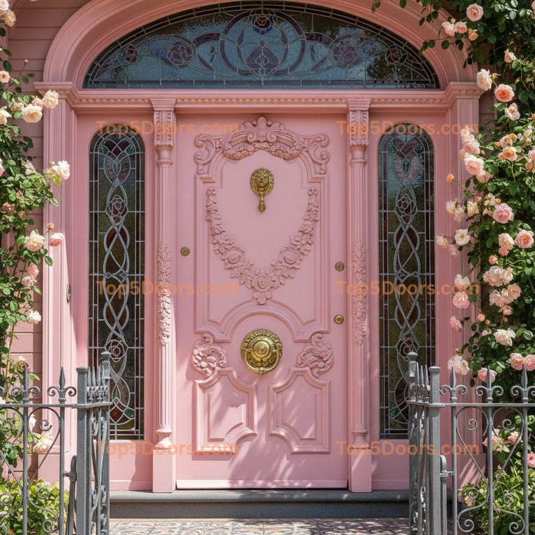 pink front door victorian Door