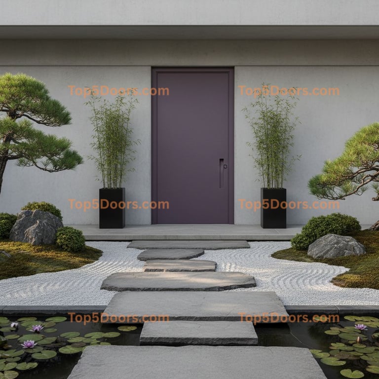 purple front door japanese zen Door