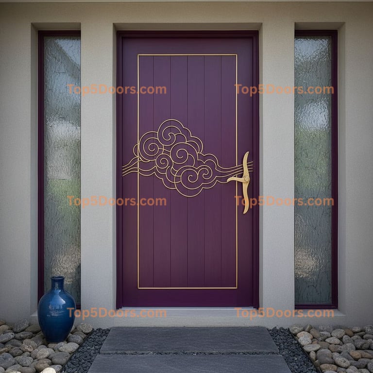 purple front door korean modern Door