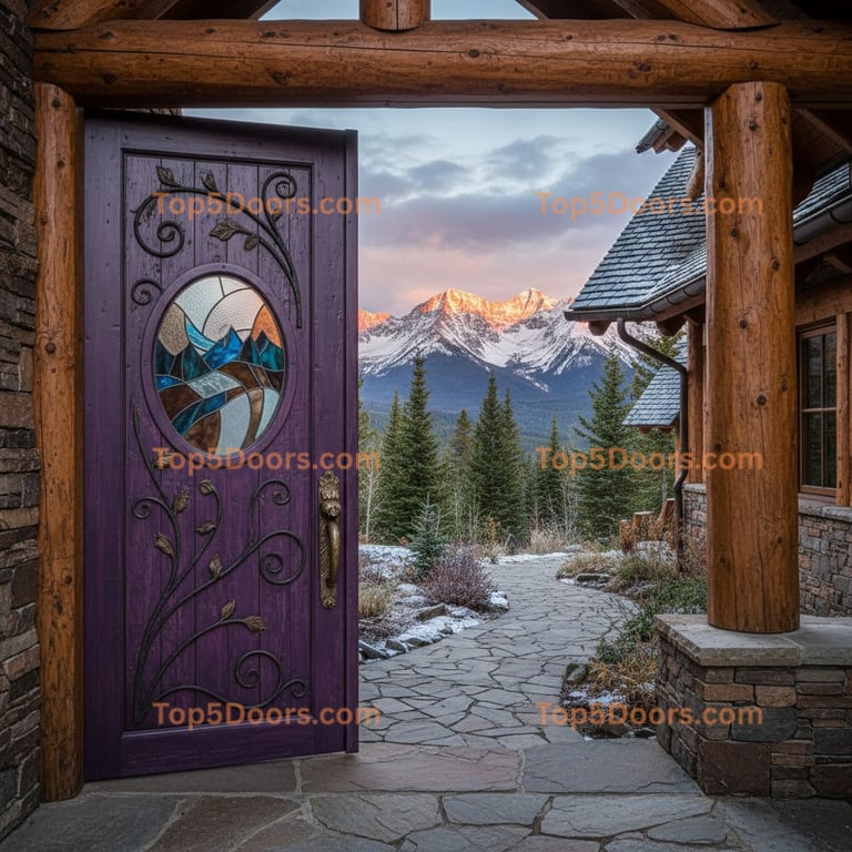 purple front door mountain lodge Door