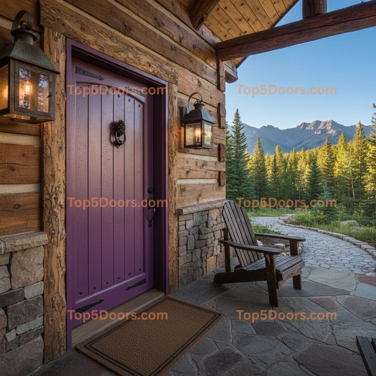purple front door mountain lodge Door