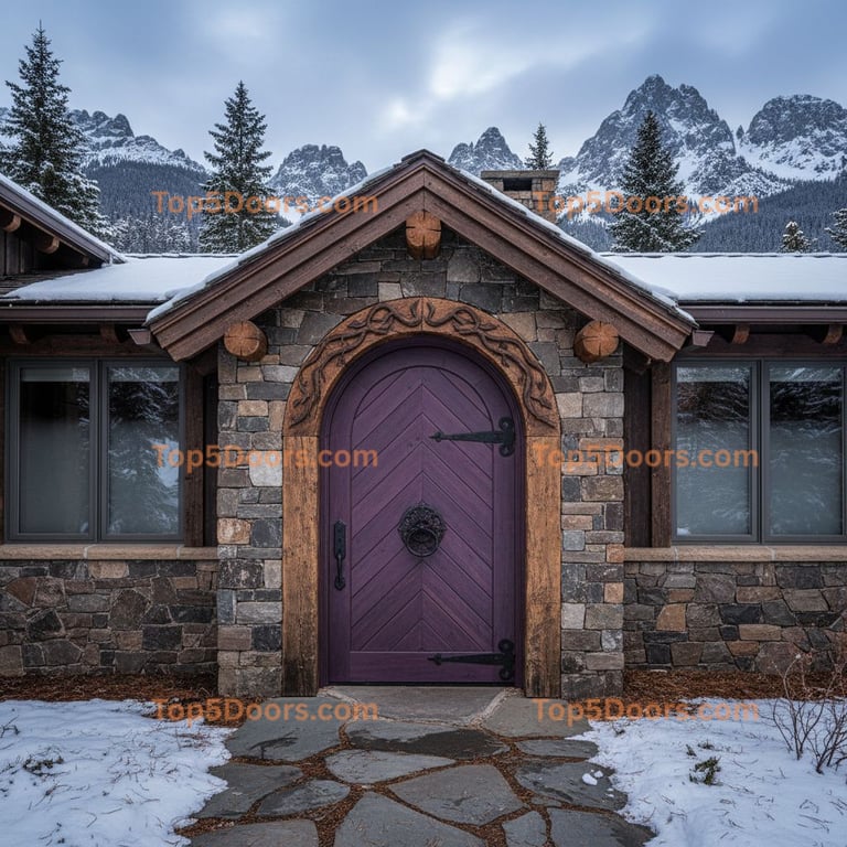 purple front door mountain lodge Door