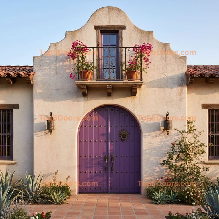 purple front door spanish colonial Door