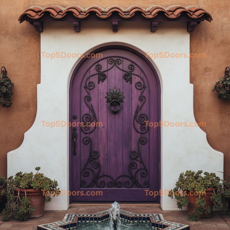 purple front door spanish colonial Door