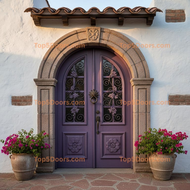 purple front door spanish colonial Door