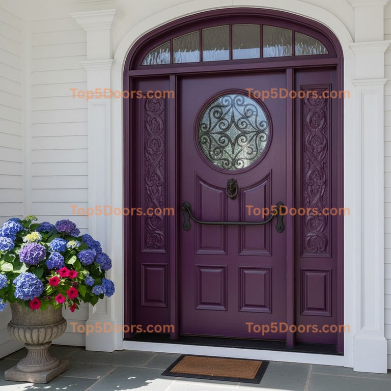 purple front door traditional american Door
