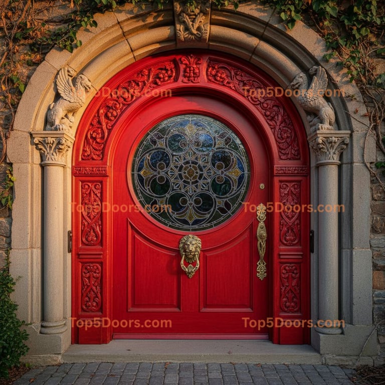 red front door european classic Door