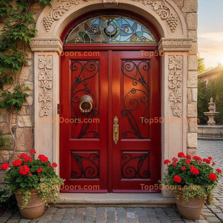 red front door european classic Door