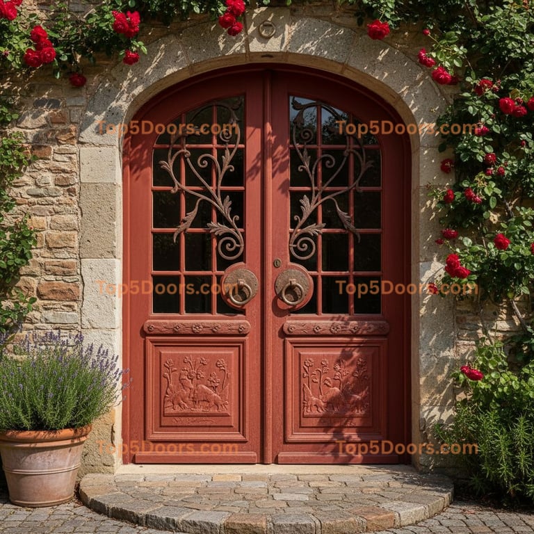 red front door french country Door