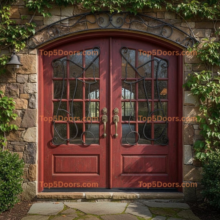 red front door french country Door