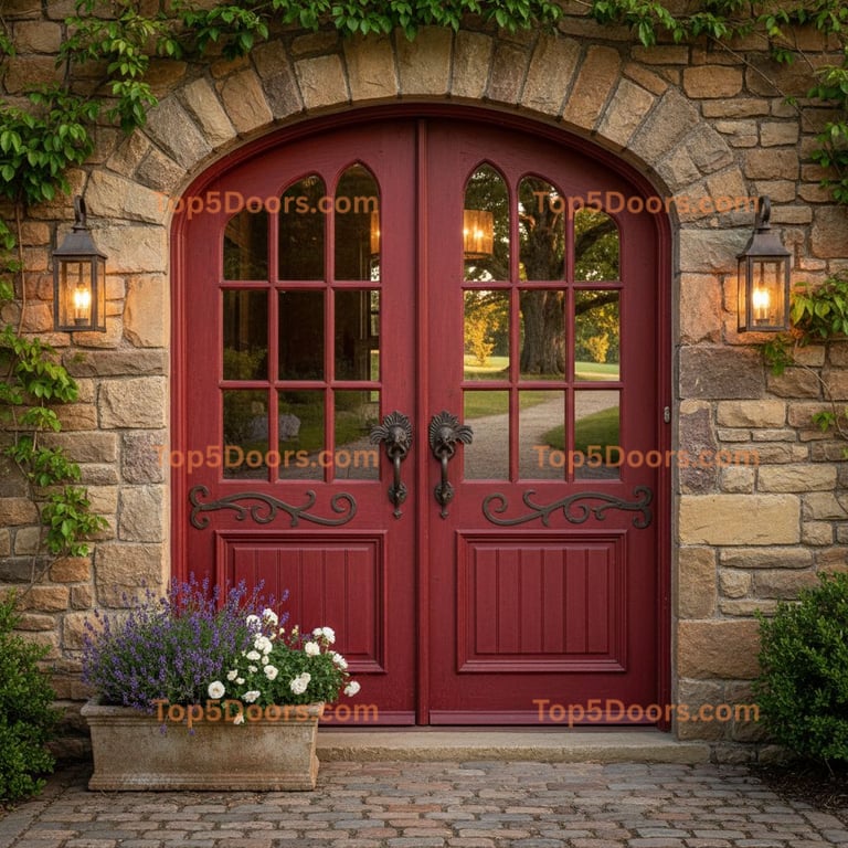 red front door french country Door
