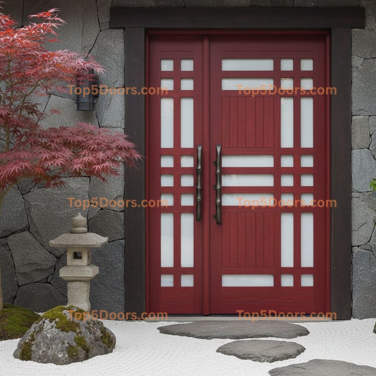 red front door japanese zen Door