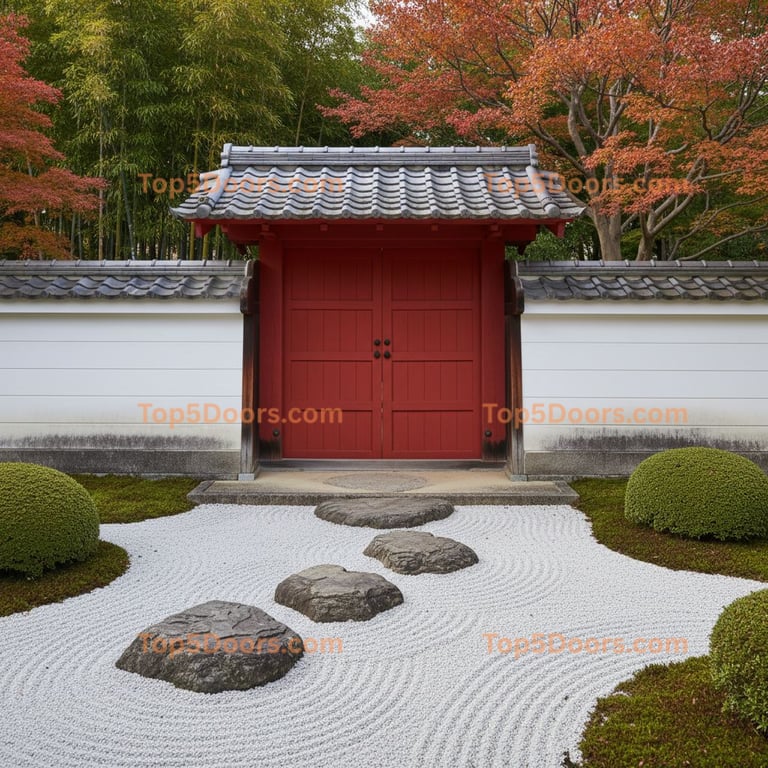 red front door japanese zen Door