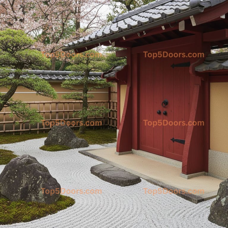 red front door japanese zen Door